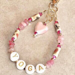 Handcrafted bag charm, hanging car charm, YOGA